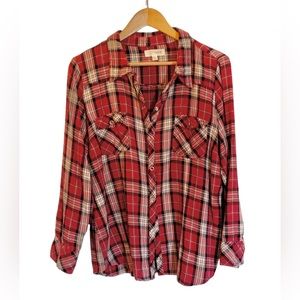 Flannel front snap shirt with front cowboy pockets, Faith 21, size 1X
